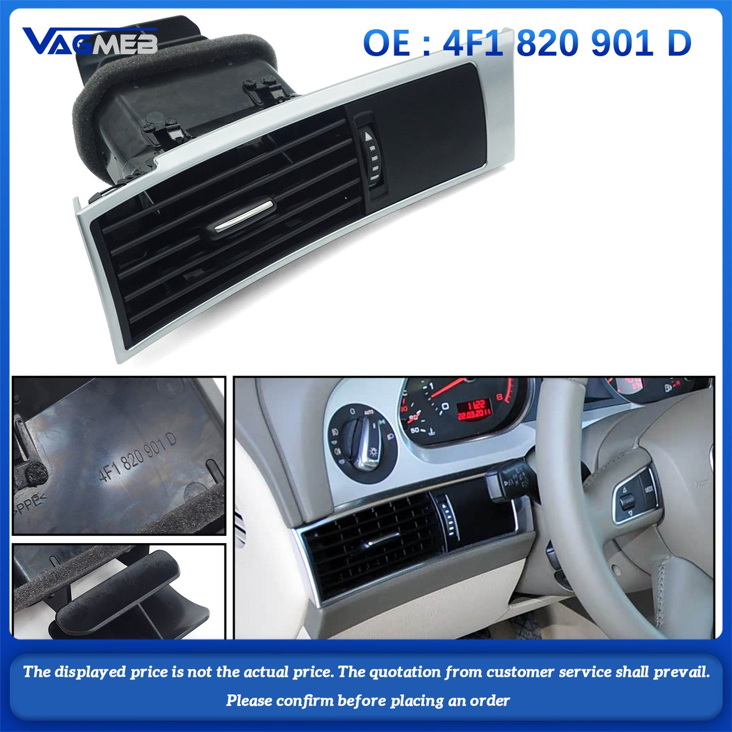 For Audi A6 S6 C6 RS6 2006-2011 Air Conditioning Vent Outlet Vents 4F1 820 901D