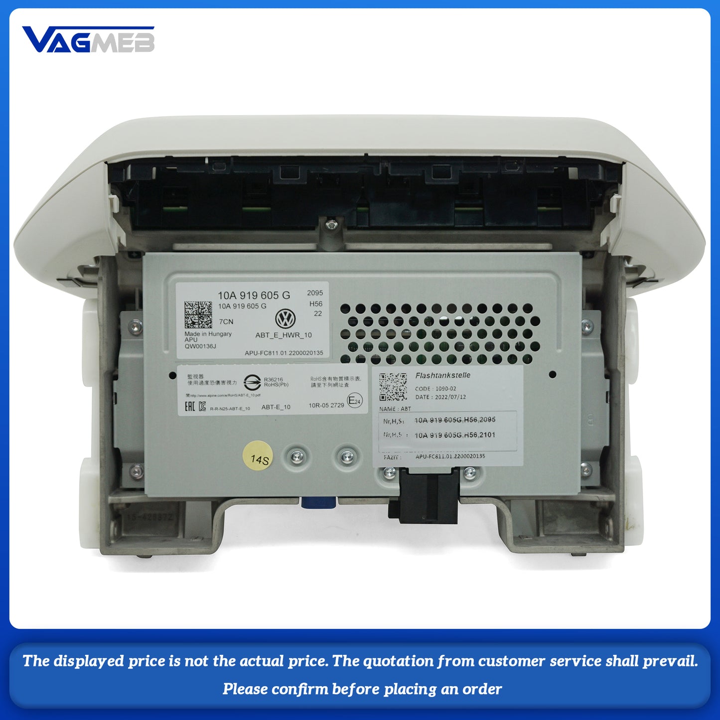 10A 919 605 G For VW ID.3 Car center console LCD screen