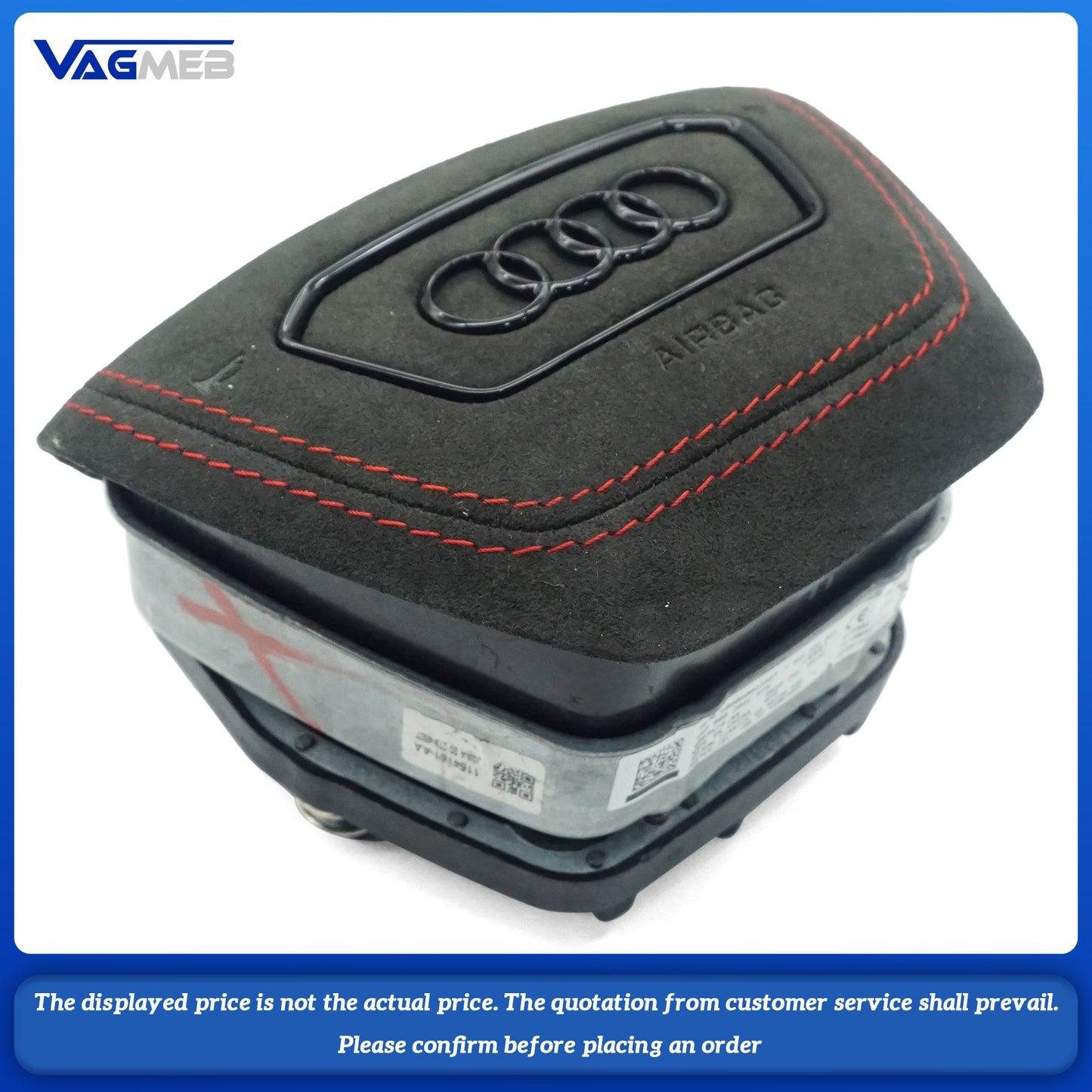 For Audi RS logo RS6C8, semi-suede Alcantara carbon fiber LED screen, red steering wheel
