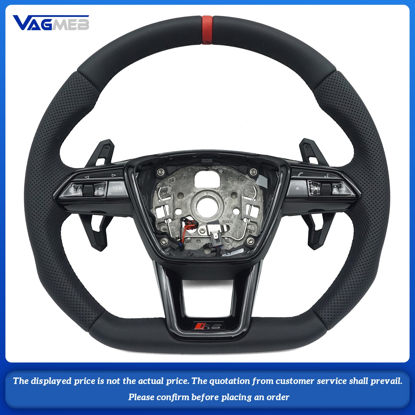For Audi A6 RS6 C8 Pemi Perforated Leather Blat Bottomed Sports Steering Wheel With Heating