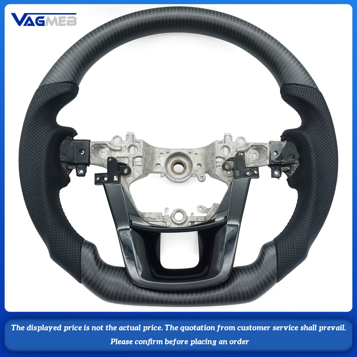 For Toyota Hilux Matte carbon fiber semi-perforated black wire steering wheel