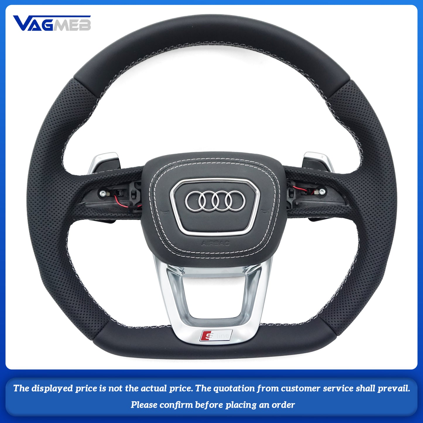 For Audi Sline LOGO Q3 F3, semi-perforated steering wheel without buttons and with paddles