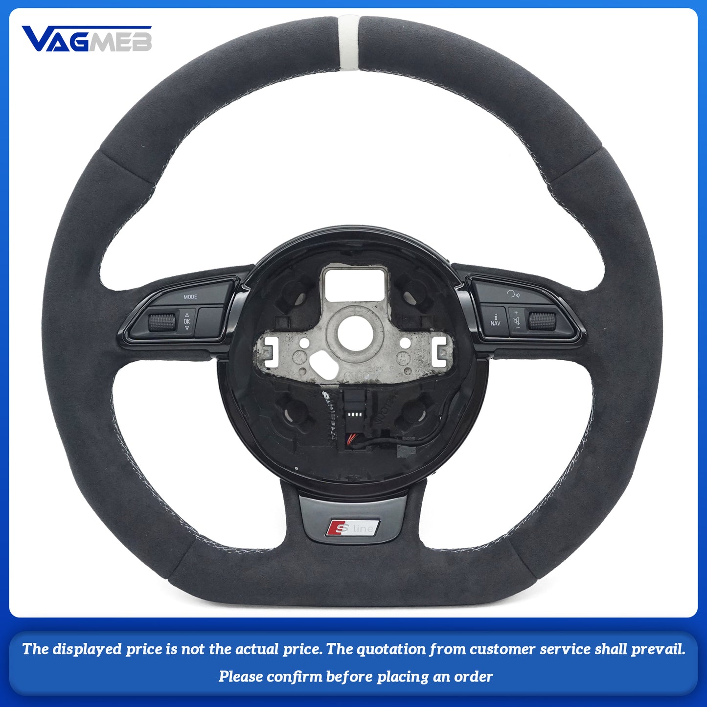 Volante de fibra de carbono alcantara de cuero personalizado para Audi A4 B8 S-LINE logo
