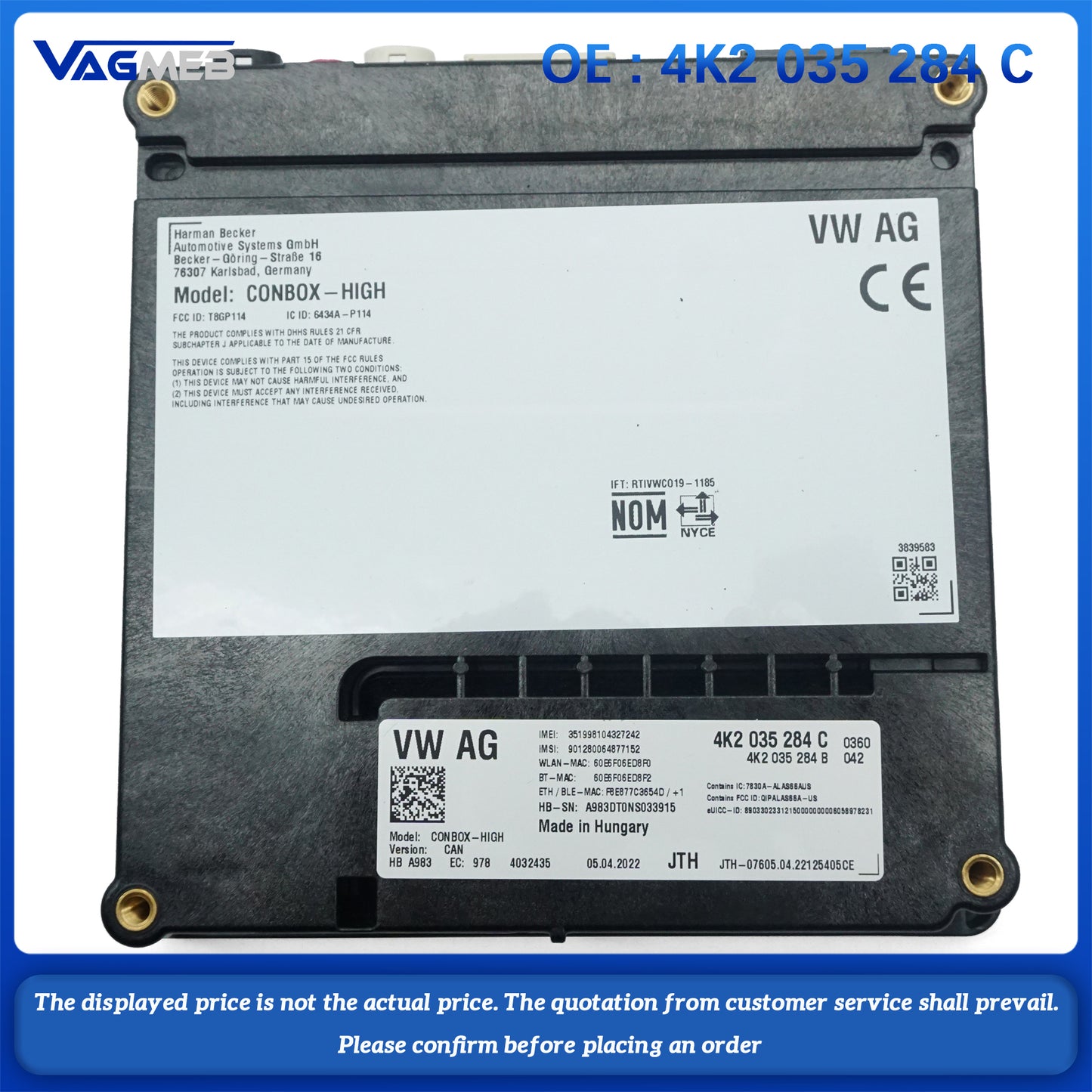 For Audi Q5 Q7 Q8 A6 A7 A8 Communication Module Computer Emergency Call Module Unit Control Unit 4K2 035 284C