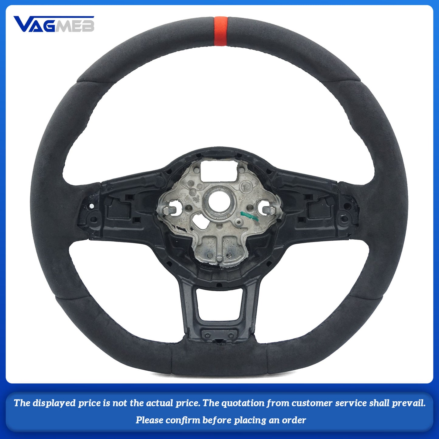 The Steering Wheel is suitable for VW Golf 7 MK7 GTI Rline GTE, with all-fur black line and red centering mark