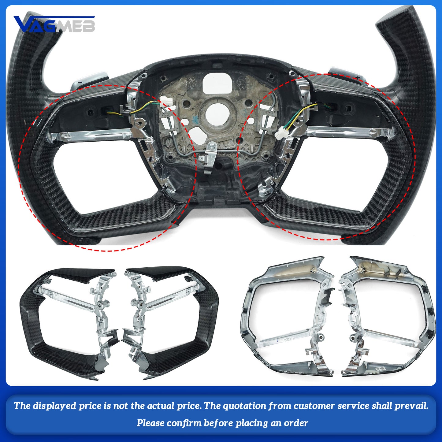 For Audi A8 A pair of carbon fiber steering wheel button frames