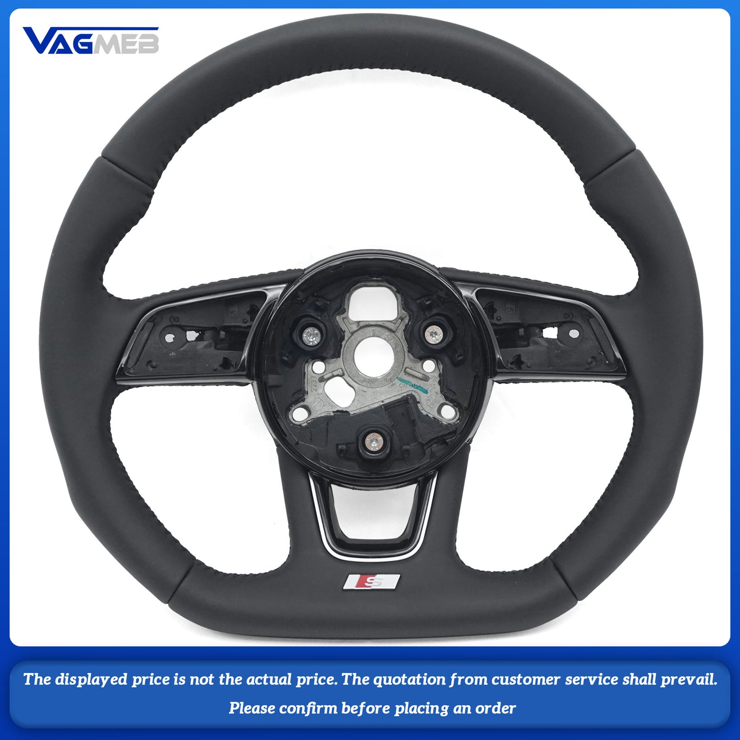 For Audi S logo A4 B9 Full leather black line steering wheel
