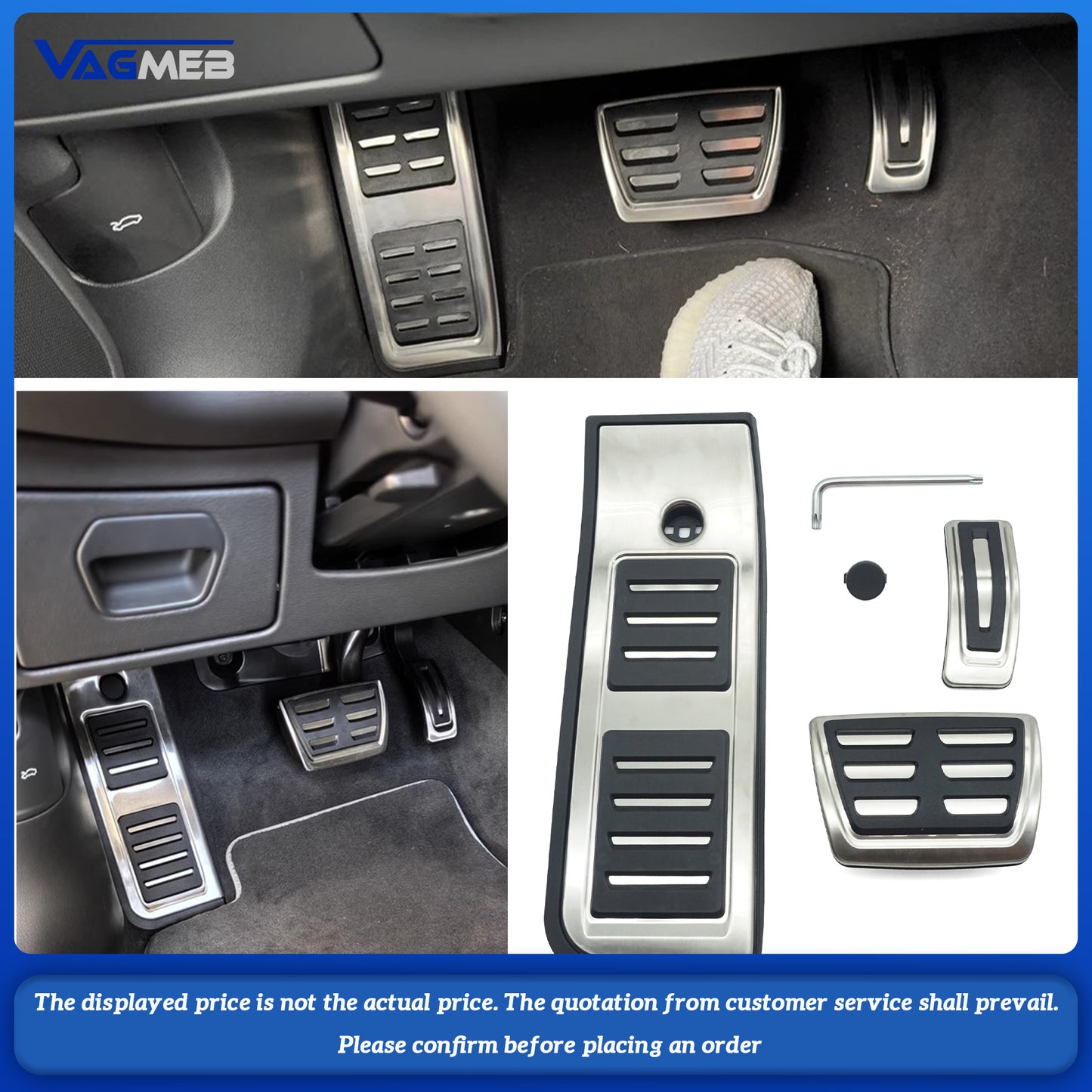 For Audi Q5 FY A6C8 LHD No Drilling AT Car Accelerator Fuel Gas Brake Foot Footrest Dead Pedal Pad Kit Set