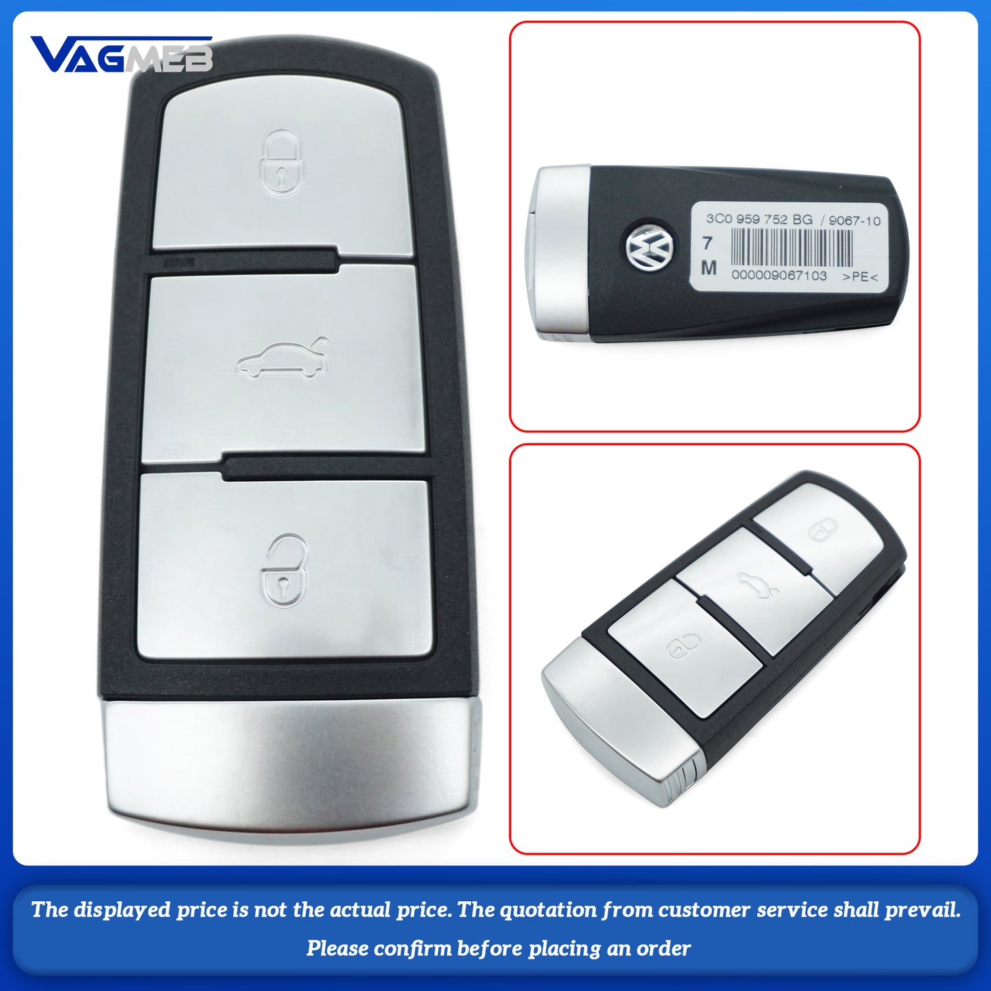 For VW Passat B7 key assembly ID46 434mhz supports keyless