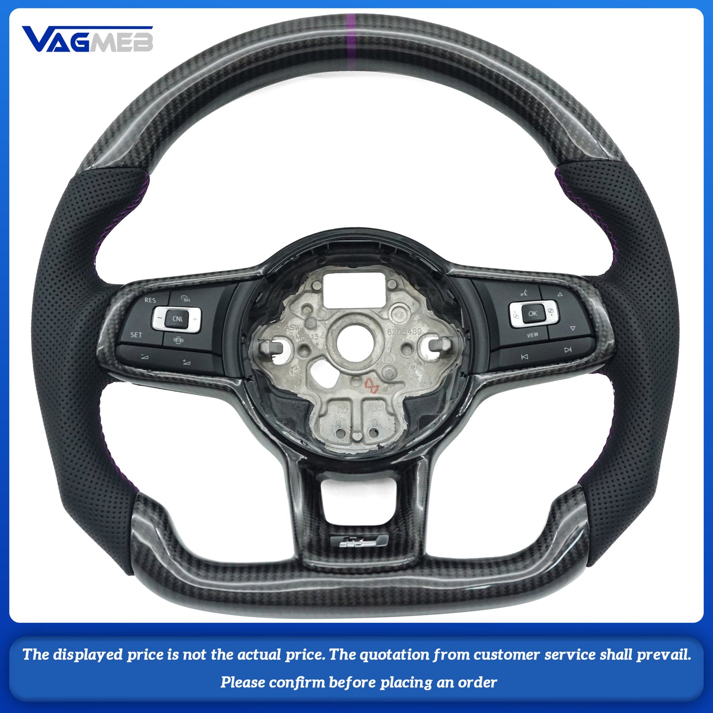For VW Golf MK 6 7 7.5 GTI GTD GTE R Polo Customm carbon fiber RLine sports steering wheel half leather Alcantara Multi-color