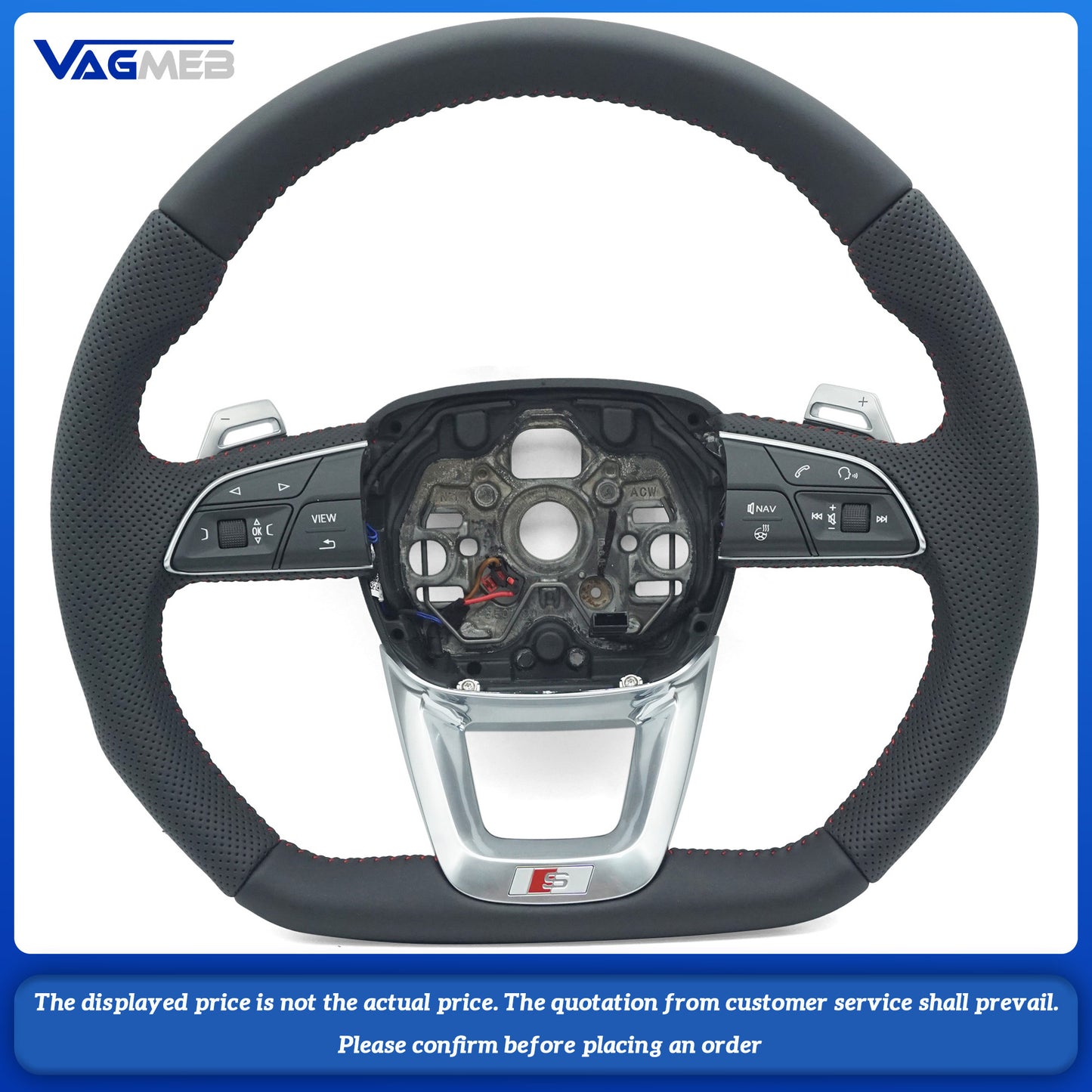 For Audi Q3 Multifunctional Heated S LOGO perforated Leather Steering Wheel With Paddles Assembly Accessories
