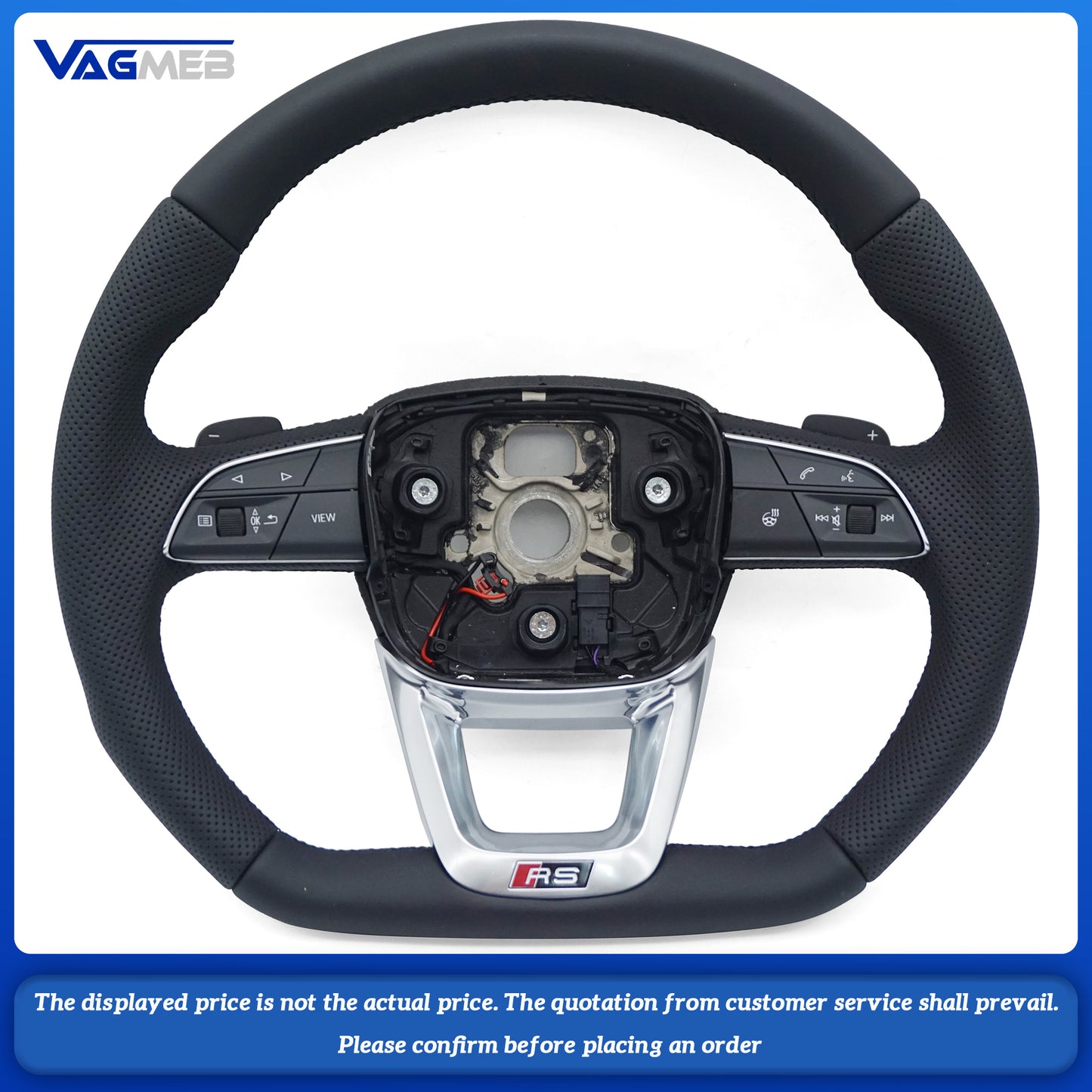 For Audi RS LOGO Q5, semi-perforated black wire heated small paddle Steering Wheel