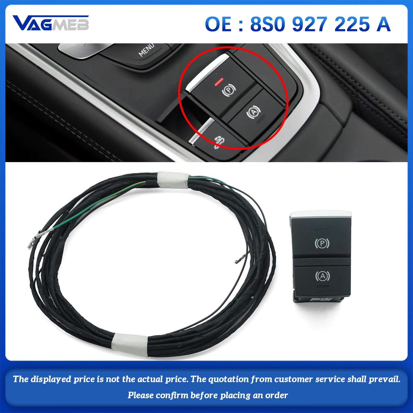 Hill Hold Auto Hold Switch And Wire For Audi TT MK3 White backlight button LHD 8S0 927 225 A