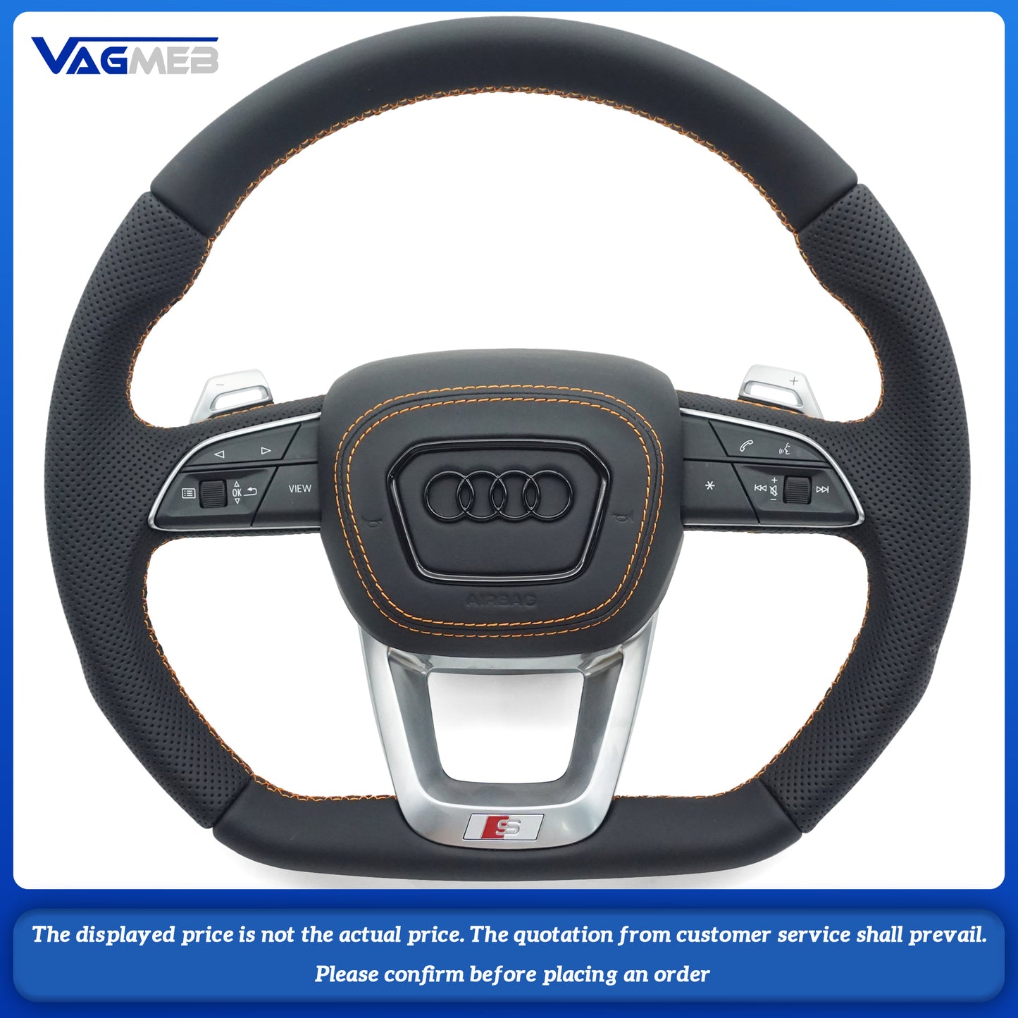 Volante de cuero mejorado apto para Audi A3 8Y volante de fibra de carbono