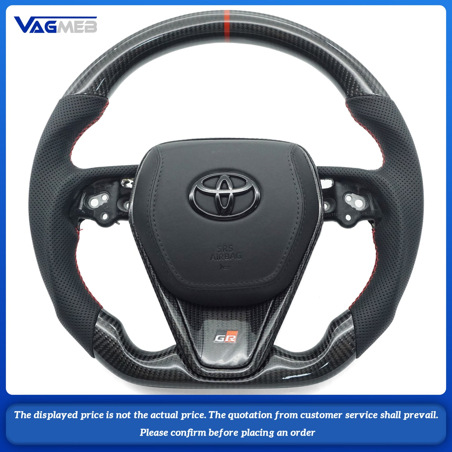 For Toyota Corolla half-hole red line carbon fiber steering wheel