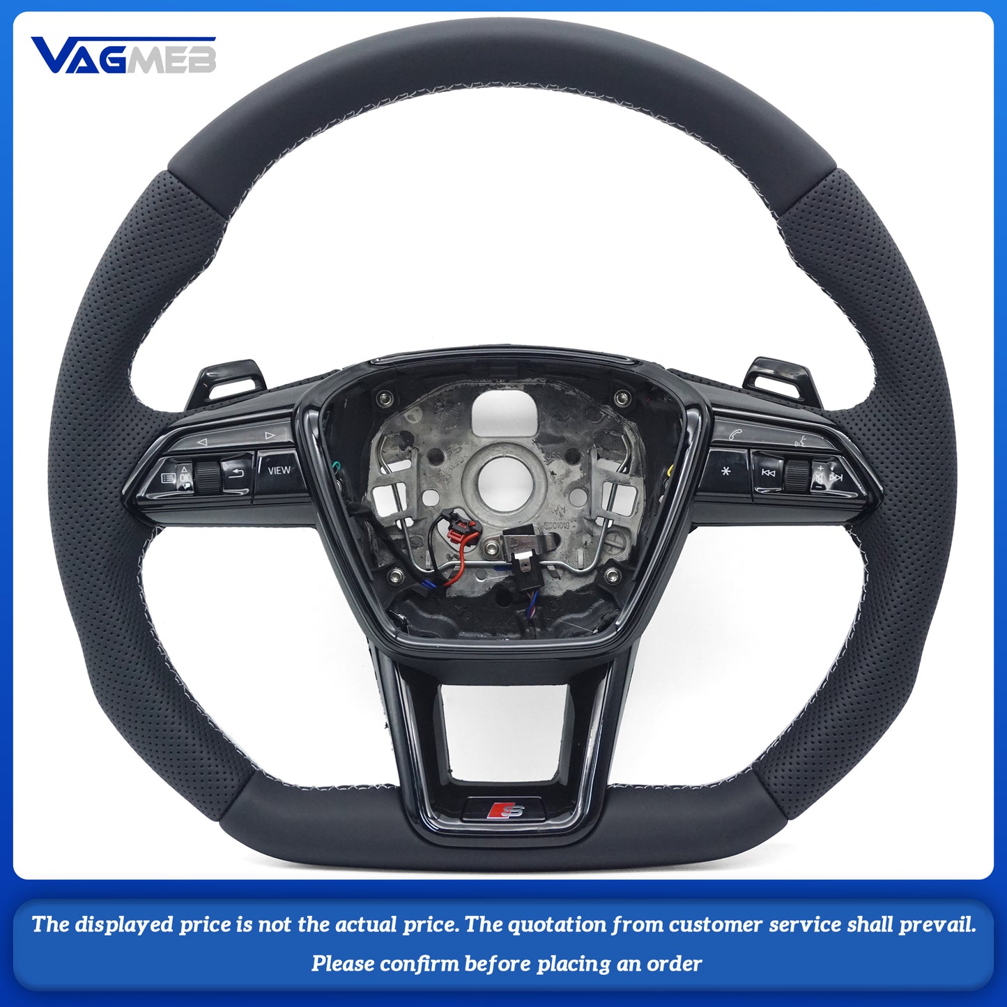 For Audi S LOGO A6C8 half-punched light gray line painted black with push-button heating steering wheel