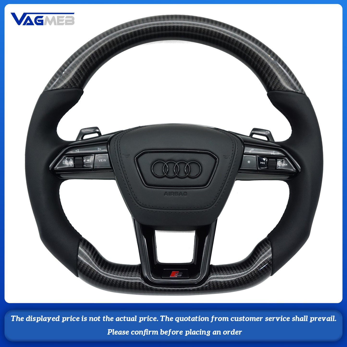 For Audi S standard A6C8 carbon fiber leather black line steering wheel assembly with heating and airbag