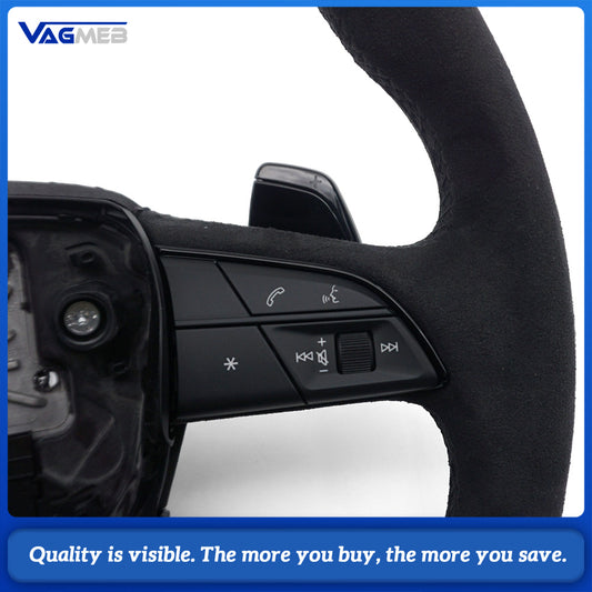 Black Series S Logo Carbon Half Alcantara Steering Wheel Assembly Heated Shift Paddles For Audi Q5 FY