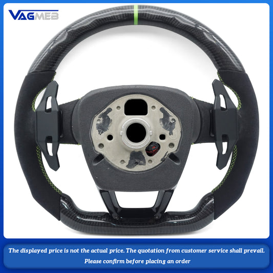 For Audi RS LOGO Q5 FY carbon fiber version, brushed green thread, green return, Lambard paddles, steering wheel strap heating