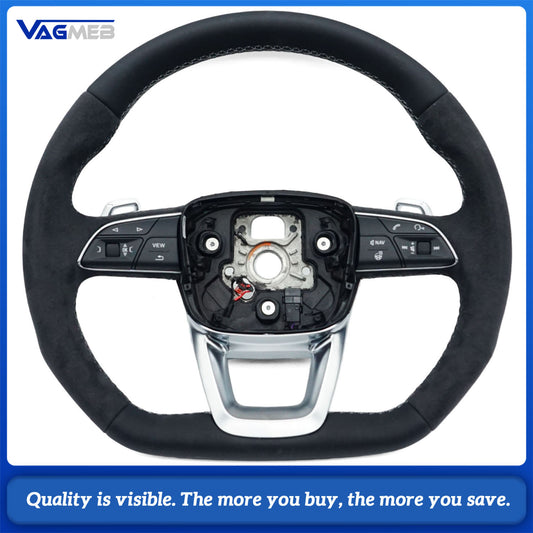 Alcantara leather flat bottomed sports steering wheel with heating For Audi Q5 FY Q7 4M Q8, Car Accessories