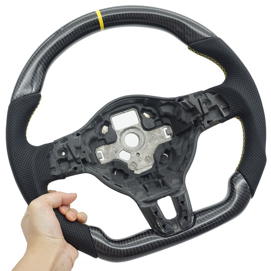 For VW Golf 6 GTI Golf MK6 GTI Custom carbon fiber leather semi-perforated leather steering wheel Customized styles
