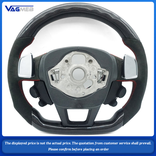 For Audi RS logo RS6C8, semi-suede Alcantara carbon fiber LED screen, red steering wheel