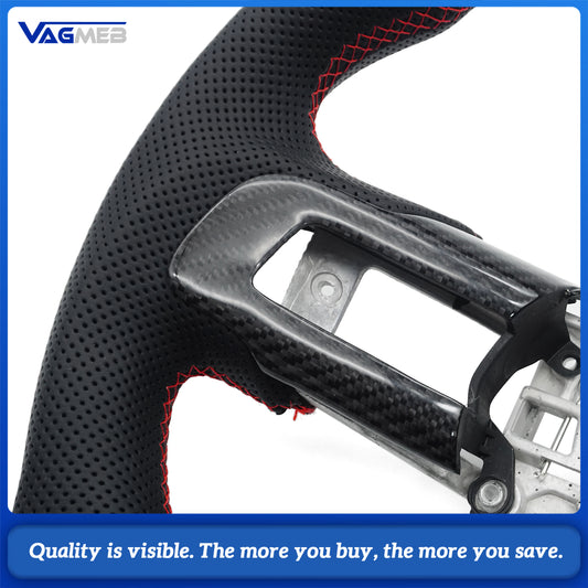 Hydro Print Carbon Fiber Steering Wheel For Ford Mustang 2015 2016 2017 Perforated Leather Racing Wheel