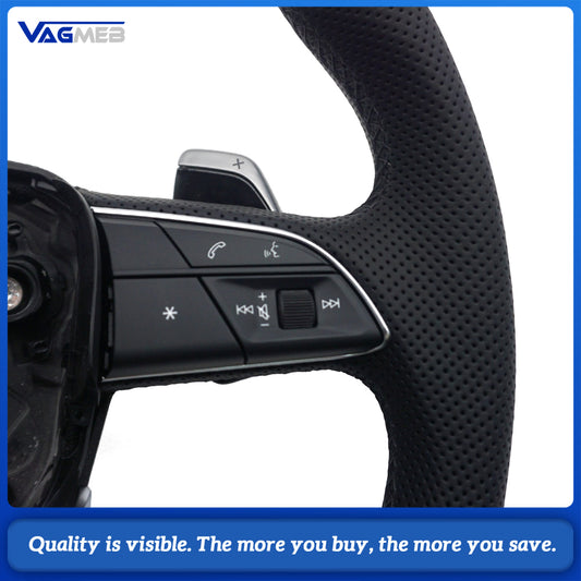 Suitable for Audi Q5L S standard carbon fiber half-turned black wire with button paddle with heated steering wheel
