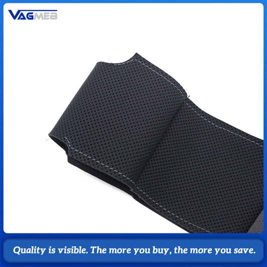 For Audi A6 C8 Steering Wheel Perforated Leather Wrap Replacement Skin With Dark Gray Stitching