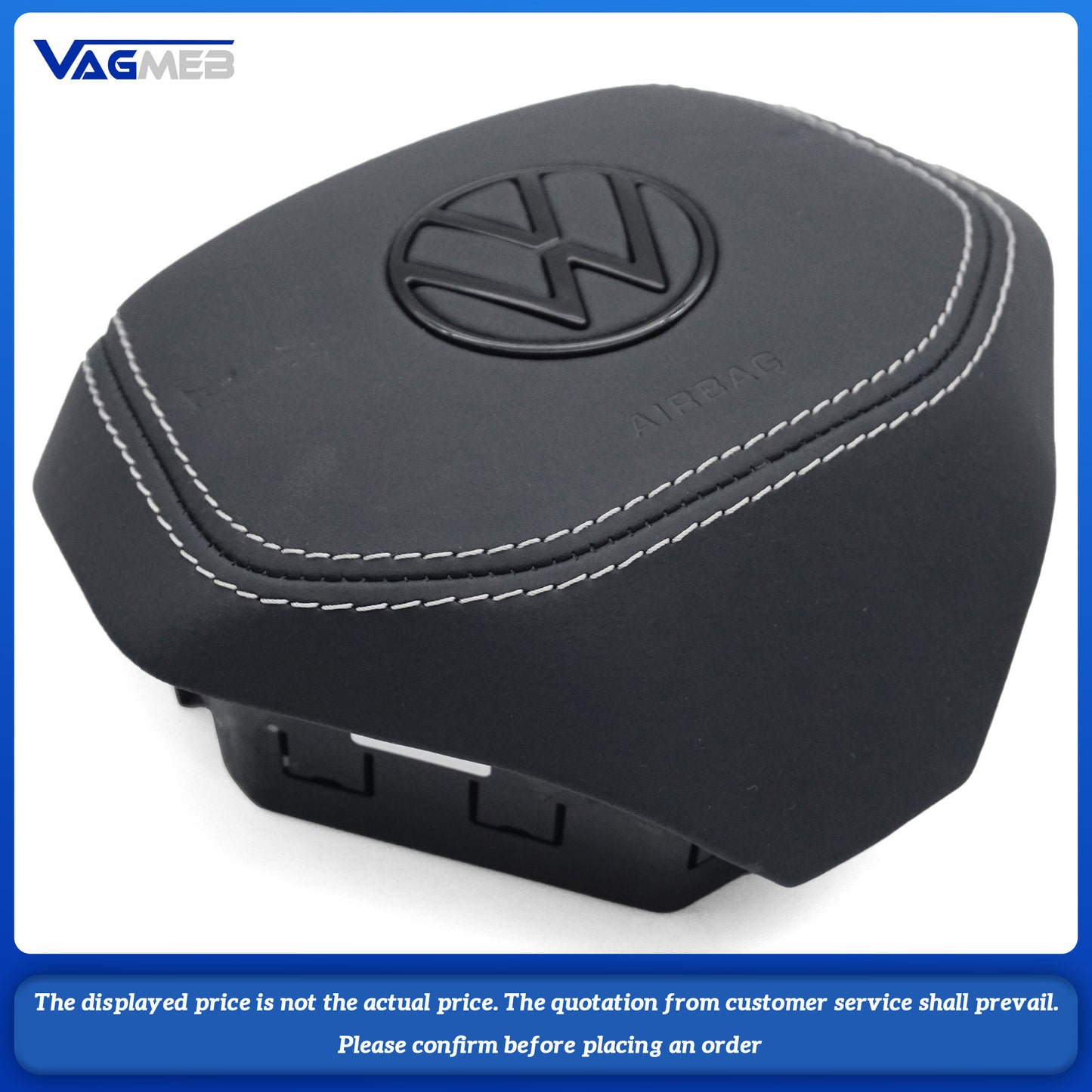 Dyed red thread Steering wheel airbag cover multifunction steering wheel For VW Golf MK8 Leather White Line