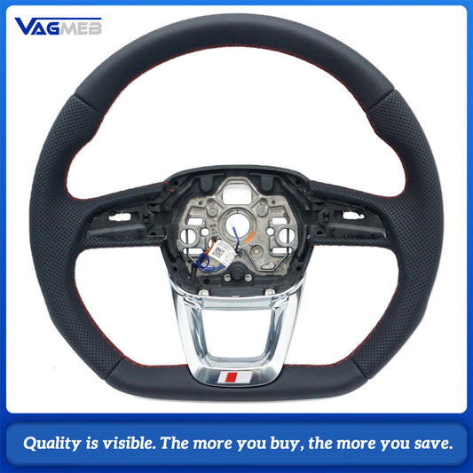 For Audi Q3 F3 Full leather perforated flat bottomed steering wheel With heating function