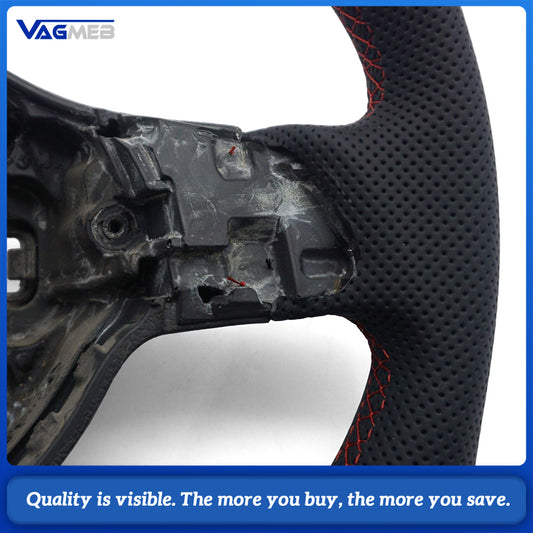 Steering Wheel Base For VW Golf MK6 GTI, Half Perforated Leather, Red Stitching, Red Centering Marker, Sport Steering Wheel Core Base Replacement