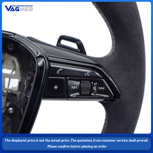 Carbon fiber steering wheel For Audi A6 C8 S RS leather sports flat bottomed steering wheel with buttons and paddles