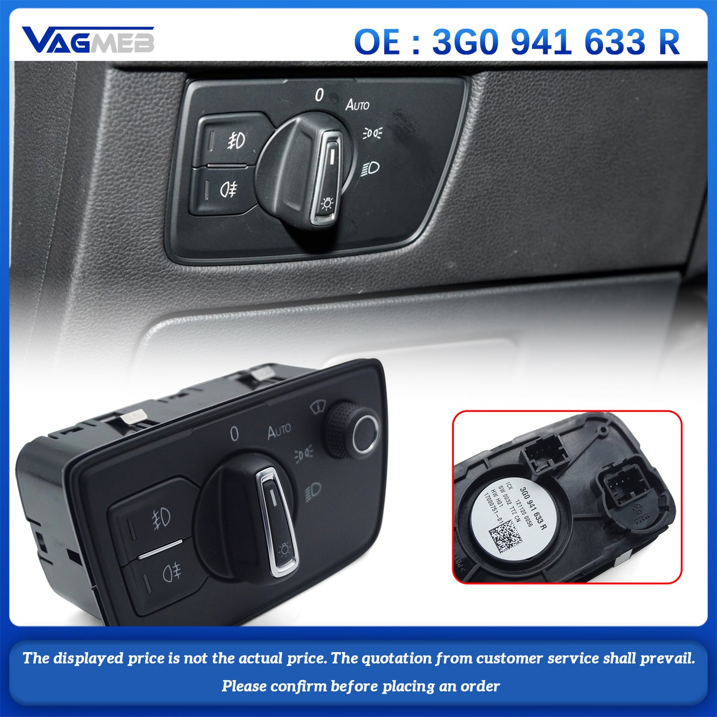 For VW PASSAT B8 3G HEADLIGHT SWITCH CONTROL UNIT Light Multi Switch 3G0 941 633R