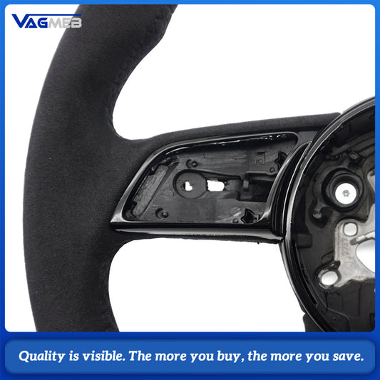 Sport Steering Wheel for Audi A4 B9 Flat Bottom Full Suede Blue Stripe Blue Suture Customized