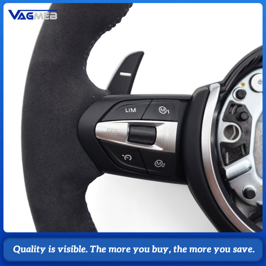 M Sport Steering Wheel For BMW 3 Series F30 G20, Half Alcantara, M Color Stitching, Blue Center Mark, Heated