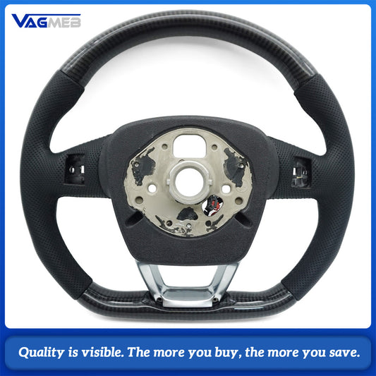 Suitable for Audi Q5 S model carbon fiber semi-perforated white line steering wheel base With heating function without paddles and buttons