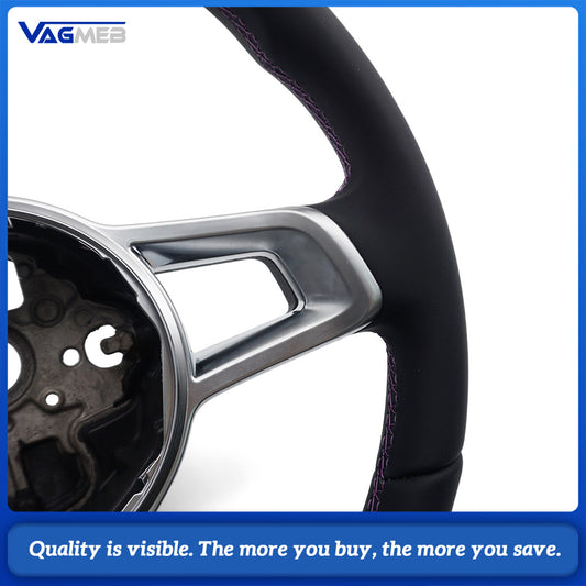 Steering wheel with button frame genuine leather purple stitching for Volkswagen Golf 7 GTI