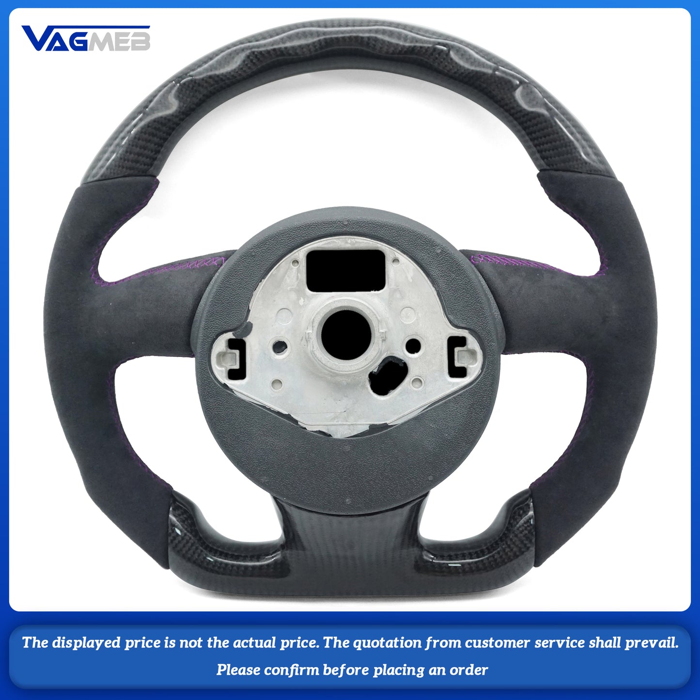 For S Logo Audi A4B8 carbon fiber semi-grain purple thread steering wheel