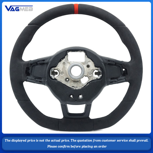The Steering Wheel is suitable for VW Golf 7 MK7 GTI Rline GTE, with all-fur black line and red centering mark