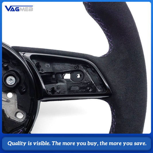 Alcantara steering wheel for Audi A4 B9 models material top purple leather stripe