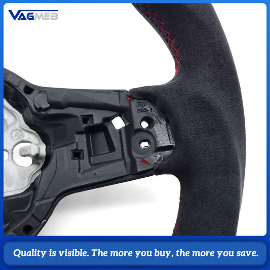 For VW Golf MK7 7.5 GTI GTD GTE R Polo GTI Tiguan MK2 Passat B8 Full suede steering wheel with red stitching and red centering mark steering wheel