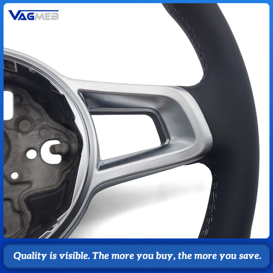 Steering wheel with button frame genuine leather black stitching for VW Golf MK7 GTI
