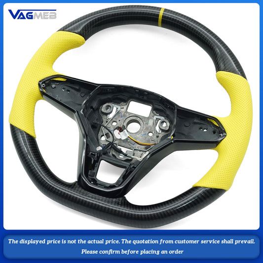 For VW Golf 8 GTI Golf MK8 GTI Custom carbon fiber leather semi-perforated leather steering wheel Customized styles