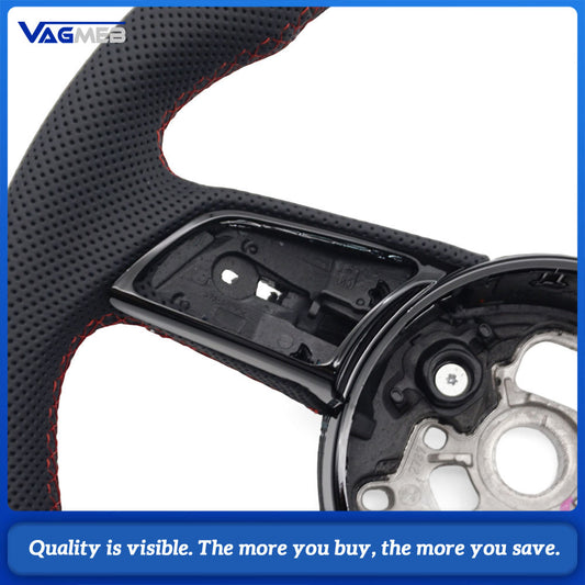 For Audi RS3 RS4 RS5 A3 8V A4 B9 A5 S3 S4 S5 Fully Perforated Leather Steering Wheel