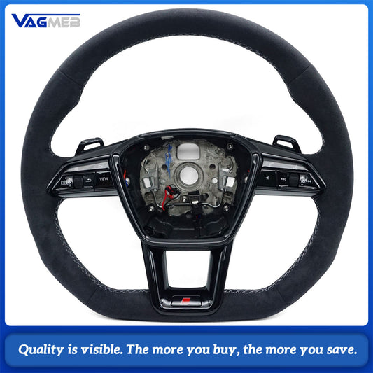 Blackened steering wheel suitable for Audi A6 C8 A7 Light gray stitched steering wheel