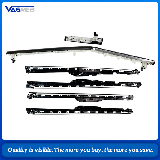 For VW Passat B8 Metallic Silver Mesh Dash Long & Short Molding + 4 Door Panel Decor Trim Kit 3GB 867 459/460/585/586 3GB 863 261A/262A