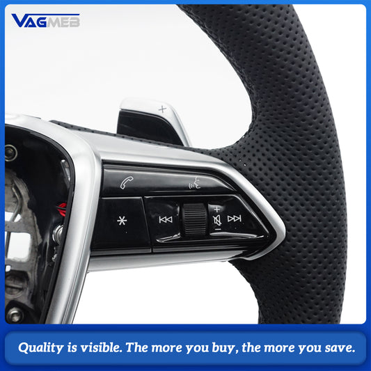 Fully Perforated Multifunctional Flat Bottomed Sports Steering Wheel With Heating For Audi A6 C8