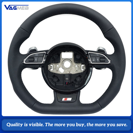 For Audi A3 A4 A5 A6 A7 Q3 Q5 Q7 RS3 RS4 RS5 Fully Perforated Steering Wheel Flat Bottom Steering Wheel