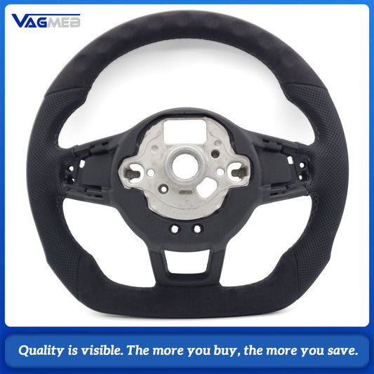 Suitable for Volkswagen Golf MK7 R GTI GTD Polo GTI Scirocco 2015 2016 T-ROC, leather semi perforated material steering wheel